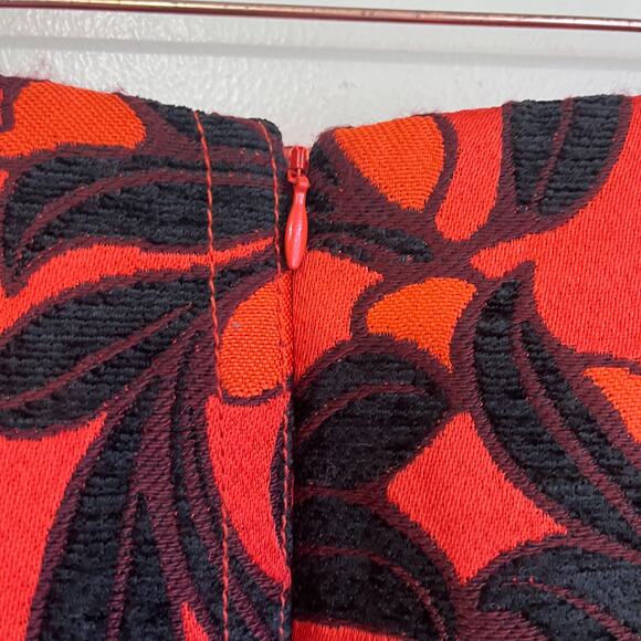 Ann Taylor Floral Jacquard Embroidery Mini Skirt Size 6 Orange Preppy Academia - Picture 5 of 7